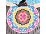 Telo Mare Rotondo Con Fiori Mandala Telo Sauna 150 Cm, Colorato