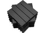 Wolketon Piastrelle Wpc 1M2 Set Di Piastrelle Per Terrazza Piastrelle In Legno 30X30Cm Balcone Piscina Giardino Antracite