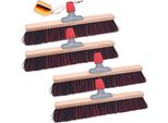 Novaliv 4X Mix Arenga Elaston Scopa 50 Cm Testa Di Scopa I Senza Manico I Arenga-Elaston Nero-Rosso I Scopa Per Esterni I Scopa Stradale Scopa Industriale Scopa Da Giardino Scopa Da Neve Scopa Multiuso
