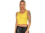 T-Shirt Donna Top Controllo Pancia Top Bustier Tempo Libero; Senape/S/M