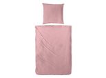 Biancheria Da Letto Hahn In Cotone Tinta Unita 2 Pezzi Con Cerniera, Tinta Reattiva Morbida E Lavabile, Rosa 155X220 + 80X80 Cm