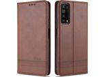 Huawei P Smart 2021 Custodia, Portafoglio Con Chiusura Magnetica E Supporto, Custodia Flip In Pelle Per Huawei P Smart 2021 Caffè