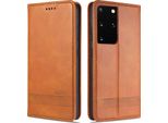 Laimtop Custodia In Pelle Per Samsung S21 Ultra 5G, Flip Cover Wallet Case Chiusura Magnetica Stand Custodia Protettiva Per Samsung Galaxy S21 Ultra 5G Marrone