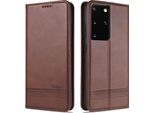 Laimtop Custodia In Pelle Per Samsung S21 Ultra 5G, Flip Cover Wallet Case Chiusura Magnetica Stand Custodia Protettiva Per Samsung Galaxy S21 Ultra 5G Caffè