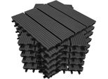 Tolletour Piastrelle Per Terrazze Wpc Piastrelle In Legno Plastica 88Er 8M² Set 30X30Cm, Grigio Antracite Giardino Piastrelle Click Pavimentazione Con Drenaggio Piastrelle Terrazza Balcone