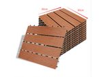 Wolketon Piastrelle Terrazza Wpc Piastrelle Legno Plastica 55S 5M² Set 30X30Cm, Marrone Giardino Click Piastrelle Pavimentazione Con Drenaggio Piastrelle Terrazza Balcone