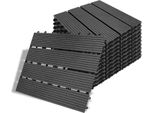 Tolletour Piastrelle Per Terrazze Wpc Piastrelle In Legno Plastica 77S 7M² Set 30X30Cm, Grigio Antracite Giardino Piastrelle Click Pavimentazione Con Drenaggio Piastrelle Per Terrazze Balcone