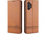 Laimtop Custodia In Pelle Per Samsung A32 4G, Flip Cover Wallet Case Chiusura Magnetica Stand Custodia Protettiva Per Samsung Galaxy A32 4G Marrone