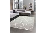Tappeto Scandinavo Per Il Soggiorno Con Motivo A Diamante Crema Bianco Grigio Di Facile Manutenzione Dimensioni - 60X110 Cm