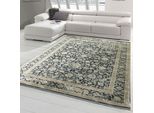 Tappeto Moderno Da Salotto Disegno Floreale Orientale In Beige Su Sfondo Nero Dimensioni - 160X230 Cm