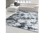 Tappeto Moderno Da Salotto Con Disegno Astratto Orientale In Grigio Su Sfondo Nero Dimensioni - 160X230 Cm