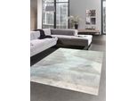 Tappeto Astratto Da Salotto Moderno A Righe Verde Blu Grigio Nero - Facile Da Pulire Dimensioni - 80X150 Cm
