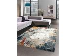 Tappeto Astratto Di Design Moderno Per Il Soggiorno Blu Grigio Rosso - Facile Da Pulire Dimensioni - 120X170 Cm