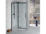 Polysan Altis Line - Porta Doccia Due Pezzi Nera, 1170-1210 Mm, Nero Opaco/Vetro Trasparente AL3012B