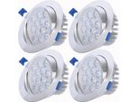 4X 12W Led Orientabile Faretto Da Incasso Pannello Plafoniera Faretto Lampada Da Incasso Plafoniera, Bianco Freddo