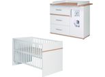 Roba Set "Pia"", 2 Pezzi, Incl. Lettino Combinato 70 X 140 Cm E Ampio Fasciatoio, Bianco/Rovere ""Sanremo"""