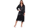 Vestaglia Da Donna Kimono In Raso Con Pizzo; Nero/2Xl