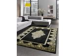 Tappeto Soggiorno A Pelo Corto Ornamenti Tappeto Nero Oro Dimensioni - 160X230 Cm