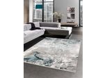 Tappeto In Lana Tappeto In Marmo Blu Grigio Crema Dimensioni - 80 X 300 Cm