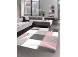Tappeto Di Design A Quadri Rosa Pastello Crema Marrone Dimensioni - 80 X 300 Cm