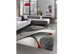 Tappeto Moderno Da Salotto Astratto In Grigio Rosso Dimensioni - 80X150 Cm