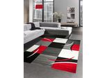 Tappeto Di Design Per Il Soggiorno Tappeto A Quadri Rosso Grigio Crema Nero Dimensioni - 80 X 300 Cm