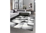 Tappeto Moderno A Pelo Corto Per Il Salotto Tappeto Contour Cut Check Astratto Grigio Nero Bianco Dimensioni - 80 X 300 Cm
