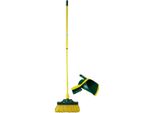 Novaliv Set Scopa Ad Artiglio 40 Cm In Plastica Con Manico Telescopico Set Scopa Da Giardino A Setole Curve Scopa Da Strada Scopa Da Giardino (Scopa + Paletta Set Scopa Ad Artiglio, 40 Cm)