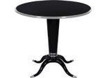 Casa Padrino Tavolino In Legno Massello Nero / Argento Ø 80 X H. 70 Cm - Tavolo Rotondo In Mogano - Mobili Moderni - Collezione Lusso