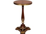 Casa Padrino Tavolino Barocco Marrone/Oro Ø 40 X H. 65 Cm - Tavolino Rotondo In Mogano In Stile Barocco - Mobili Barocchi
