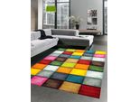 Tappeto Moderno Da Salotto A Quadri Colorati Giallo Rosso Blu Verde Dimensioni - 200 X 290 Cm