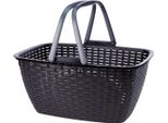 Cestino In Plastica Antracite Con Manici Pieghevoli - 43 X 33 Cm - Cestino Per Il Trasporto Cestino Per Il Bucato Cestino Per Il Trasporto Cestino Per Il Trasporto