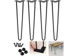 Vingo 4 Pezzi Gambe Da Tavolo In Metallo Nero Corridori Da Tavolo Gamba Da Tavolo A Forcina 12 Mm, Gambe A Forcina In Acciaio, Gamba A 3 Barre, 25 Cm