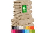 EtÉRea Set Di 6 Asciugamani [100% Cotone] - Carli Taupe - 2X Asciugamani Per La Doccia 2X Asciugamani Per Le Mani 2X Asciugamani Per Gli Ospiti - Asciugamani Piccoli - Set Di Asciugamani Asciugamano Da Bagno - Asciugamano - Asciugamani Per Il Viso - Spugna 500 G/M²