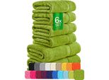Set Di Asciugamani In Spugna Carli - 100% Cotone - Oekotex 500 Gsm - 6 Pezzi - 2X Asciugamano Da Doccia 70X140 + 4X Asciugamano A Mano 50X100 - Asciugamani Da Bagno In Spugna - Cactus