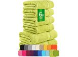 Set Di Asciugamani In Spugna Carli - 100% Cotone - Oekotex 500 Gsm - 6 Pezzi - 2 Asciugamani Da Doccia 70X140 + 4 Asciugamani 50X100 - Asciugamani Da Bagno In Spugna - Lime