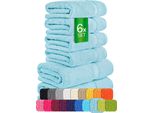 EtÉRea Set Di 6 Asciugamani [100% Cotone] - Carli Azzurro - 2X Asciugamani Per La Doccia 2X Asciugamani Per Le Mani 2X Asciugamani Per Gli Ospiti - Asciugamani Piccoli - Set Di Asciugamani Asciugamano Da Bagno - Asciugamano - Asciugamani Per Il Viso - Spugna 500 G/M²