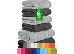 Set Di Asciugamani In Spugna Carli - 100% Cotone - Oekotex 500 Gsm - 6 Pezzi - 2X Asciugamano Da Doccia 70X140 + 4X Asciugamano A Mano 50X100 - Asciugamani Da Bagno In Spugna - Grafite - Grigio Pietra