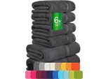 EtÉRea Set Di 6 Asciugamani [100% Cotone] - Carli Graphite - 4X Asciugamano 2X Asciugamani Da Sauna - Set Di Asciugamani Asciugamano Da Bagno - Asciugamano - Asciugamani Per Il Viso - Spugna 500 G/M²