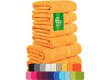 Set Di Asciugamani In Spugna Carli - 100% Cotone - Oekotex 500 Gsm - 6 Pezzi - 2 Asciugamani Da Doccia 70X140 + 4 Asciugamani 50X100 - Asciugamani Da Bagno In Spugna - Zafferano