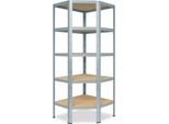 Shelfplaza Home 200X90X60 Cm Scaffale Angolare In Zincato Con 5 Ripiani E 175 Kg Di Portata Per Ripiano