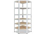 Shelfplaza Home 200X90X60 Cm Scaffale Angolare In Bianco Con 6 Ripiani E 145 Kg Di Portata Per Ripiano