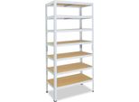 Shelfplaza Home 230X60X30 Cm Scaffale Pesante In Bianco Con 7 Ripiani E 125 Kg Di Portata Per Ripiano