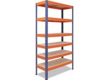 Shelfplaza Pro 200X100X45 Cm Scaffale Pesante In Blu Arancione Con 6 Ripiani E 166 Kg Di Portata Per Ripiano