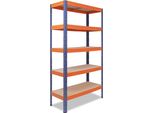Shelfplaza Pro 200X100X45 Cm Scaffale Pesante In Blu Arancione Con 5 Ripiani E 200 Kg Di Portata Per Ripiano