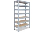 Shelfplaza Pro 230X100X30 Cm Scaffale Pesante In Zincato Con 7 Ripiani E 142 Kg Di Portata Per Ripiano