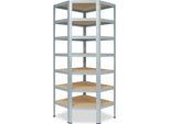 Shelfplaza Home 230X80X50 Cm Scaffale Angolare In Zincato Con 7 Ripiani E 125 Kg Di Portata Per Ripiano