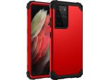 Custodia Per Samsung Galaxy S21 Ultra 5G Hybrid 3In1 Pc E Tpu Antiurto, Custodia Resistente Rosso