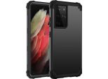 Custodia Per Samsung Galaxy S21 Ultra 5G Hybrid 3In1 Pc E Tpu Antiurto, Custodia Resistente Nera