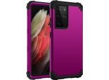 Custodia Per Samsung Galaxy S21 Ultra 5G Hybrid 3In1 Pc E Tpu Antiurto, Custodia Resistente Viola